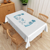 Lofaris Light Gray Tropical Palm Leaf Rectangle Tablecloth for Modern and Neutral Coastal Dining Decor